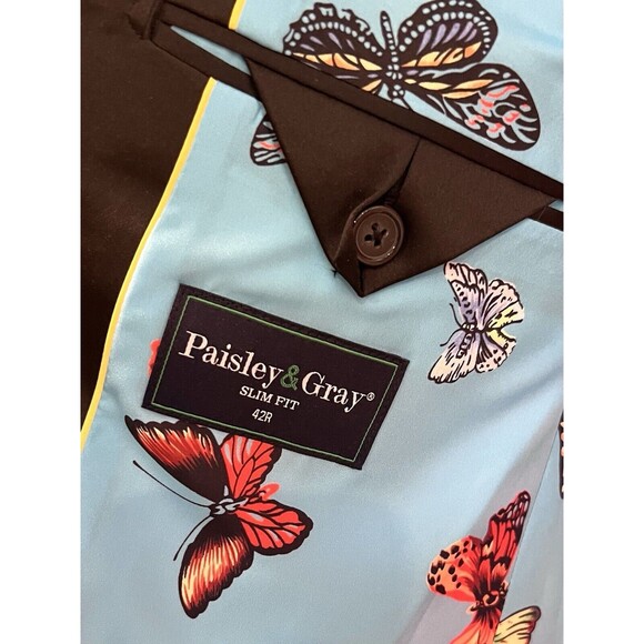 Paisley & Gray Men’s Slim Fit Grosvenor Peak Tuxedo Jacket Blazer Orange 42R - Picture 10 of 15